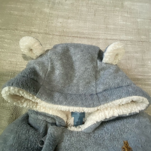 Gap Baby 3-6 mths Light Heather Grey Sherpa Lined Fleece Bundler-3-6 mths - Picture 2 of 13